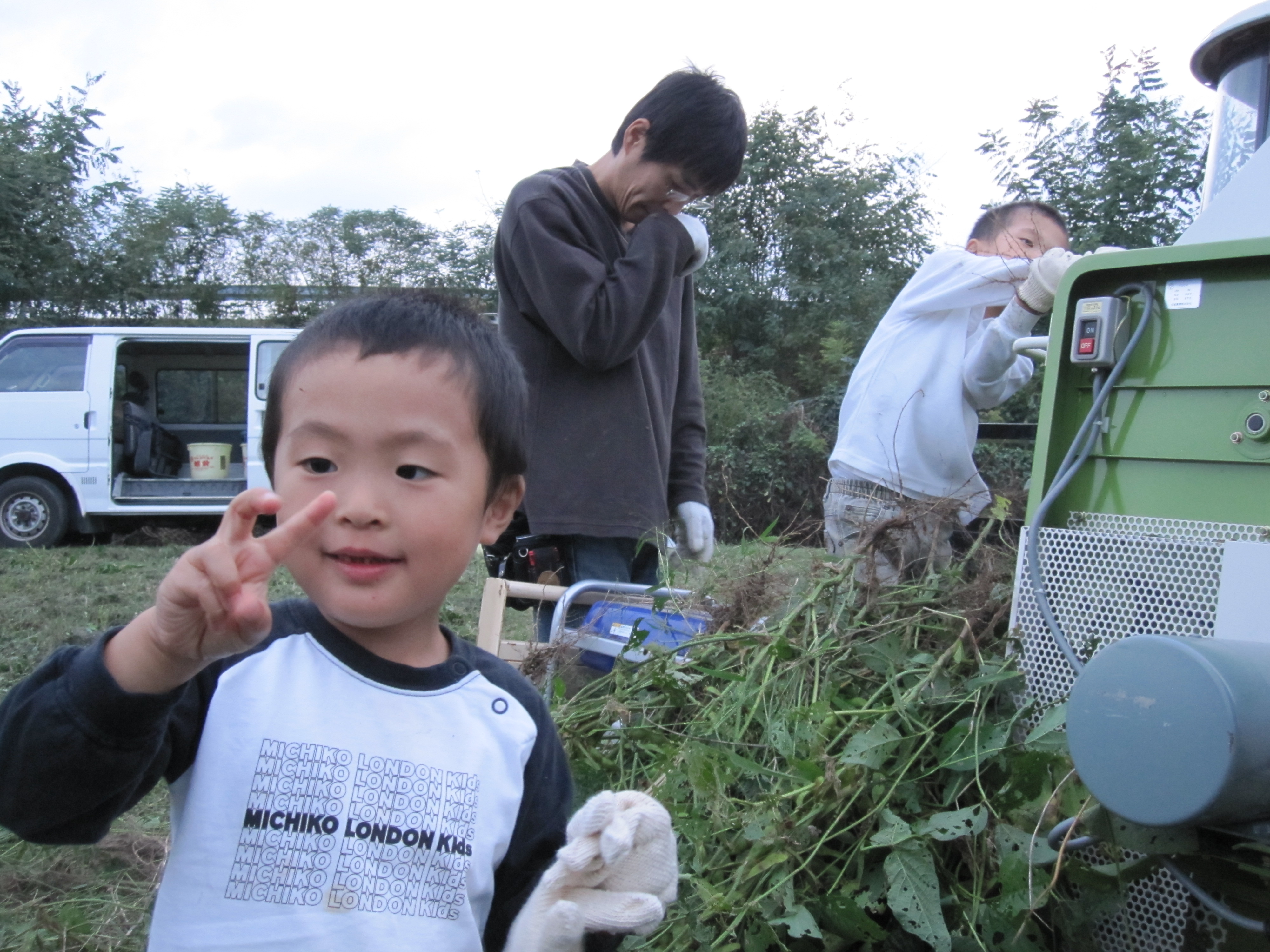 枝豆狩りの収穫は楽しいもの。お子様も大喜び